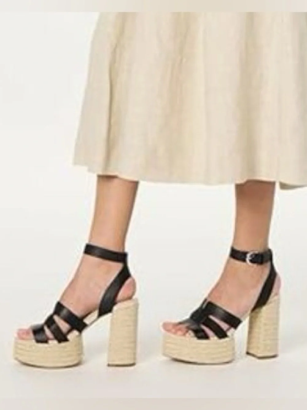 🔥NEW! The Drop Women's Heels Duchess Raffia Buckle Strap Platform Sandal Size 9